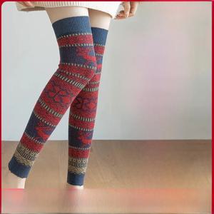 두꺼운 긴 무릎 패드 캐시미어 겨울 따뜻한 다리 보호 관절 무릎 보호대 긴 튜브 양말 방한 성인 보호 장비