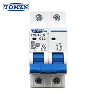 TOMZN 2P AC MCB TOB1-63 C형 230/400V~ 50Hz/60Hz 미니 서킷 브레이커 6A 10A 16A 20A 25A 32A 40A 50A 63A