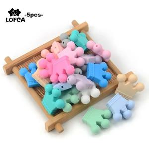 크라운 실리콘 비즈 5pcs 아기 Teether BPA 무료 실리콘 젖니가 남 구슬 아기 씹는 젖니가 남 목걸이 DIY 젖꼭지 클립 액세서리