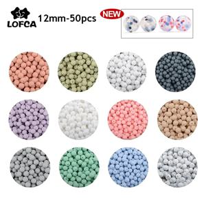 LOFCA 12mm 50 개/몫 비즈 식품 학년 실리콘 Teether 라운드 비즈 Diy에 대한 아기 Chewable 젖니가 남 비즈 실리콘 Teether
