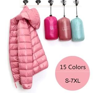 여성 퍼퍼 자켓 15 색 플러스 사이즈 5XL 6XL 7XL 2025 새로운 봄 가을 여성 초경량 Packable 후드 다운 코트