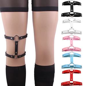 1PC 여자 여자 섹시한 탄성 가터 벨트 Pu 가죽 펑크 고딕 하네스 조정 가능한 다리 반지 Femme Garters 스커트 액세서리