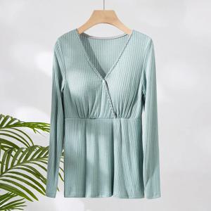 임산부 스트라이프 코튼 파자마, 긴팔, 간호 라운지웨어, 숙녀 홈웨어, 12 색 가을