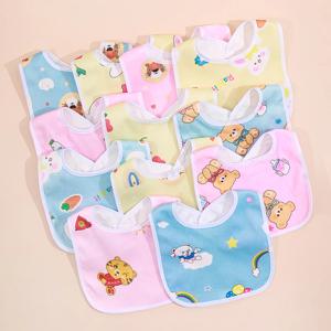 무작위 5/8/10pcs 아기 면화 Babadores Burp 타액 수건 만화 Bibs Bandana 방수 소년 소녀 액세서리 의류