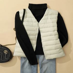 여성용 매트 원단 따뜻한 조끼 라이트 다운 조끼, 투웨이 조끼, 휴대용 따뜻한 민소매 라이너, 캐주얼 겨울