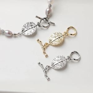 우아한 팔찌 잎 링크 버클 목걸이 체인 커넥터, DIY 수제 황동 14k 금도금 액세서리, 16*35mm, 2 개