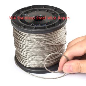 고품질 304 스테인레스 스틸 와이어 로프 리프팅 와이어 로프 직경 0.3-4.0mm 1x7 7x7 7x19