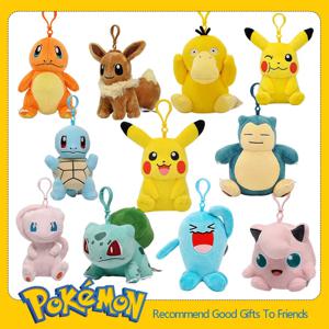 애니메이션 포켓몬 피카추 뮤 Snorlax Eevee Bulbasaur Psyduck Kawaii 인형 봉제 인형 학교 가방 배낭 펜던트 열쇠 고리 인형 선물