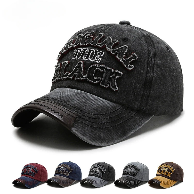 남자 복고풍 씻어 천 알파벳 야구 모자 곡선 챙 오래된 모자 봄과 가을 야외 스포츠 여자 태양 모자