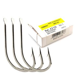 100개/몫 421N 고탄소강 청동 낚시 바늘 1개 # -10 #   철조망 Pesca를 가진 편평한 둥근 잉어 낚시 부속품 지그 헤드