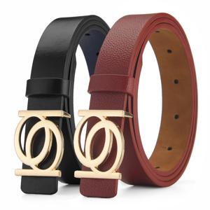 여성용 골든 버클 벨트, 맞춤형 더블 라운드 단추 PU 가죽 벨트, 청바지 레이디 벨트, 레저 패션, 신제품