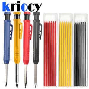 깊은 구멍 기계식 연필 스크라이빙 마킹 목공 도구 용 리필 리드 및 내장 샤프너가있는 단단한 목수 연필