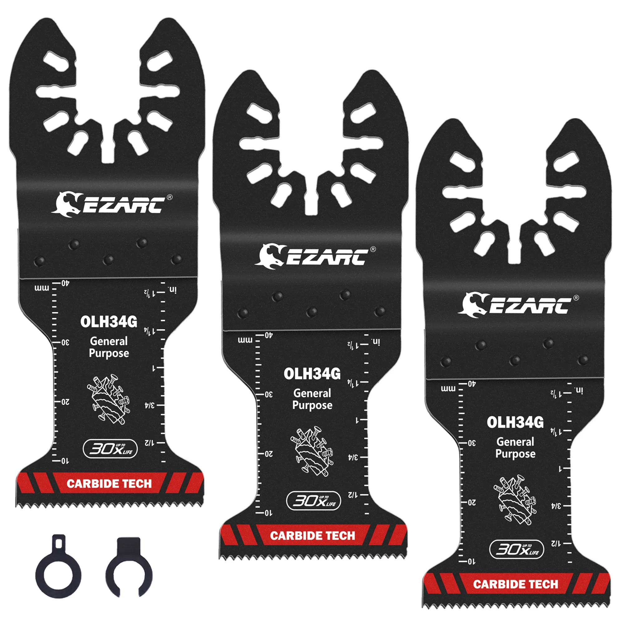 EZARC 카바이드 진동 톱날 다용도 멀티툴 블레이드 금속, 못, 목재, 석고, 건식벽체, PVC용 퀵 릴리즈