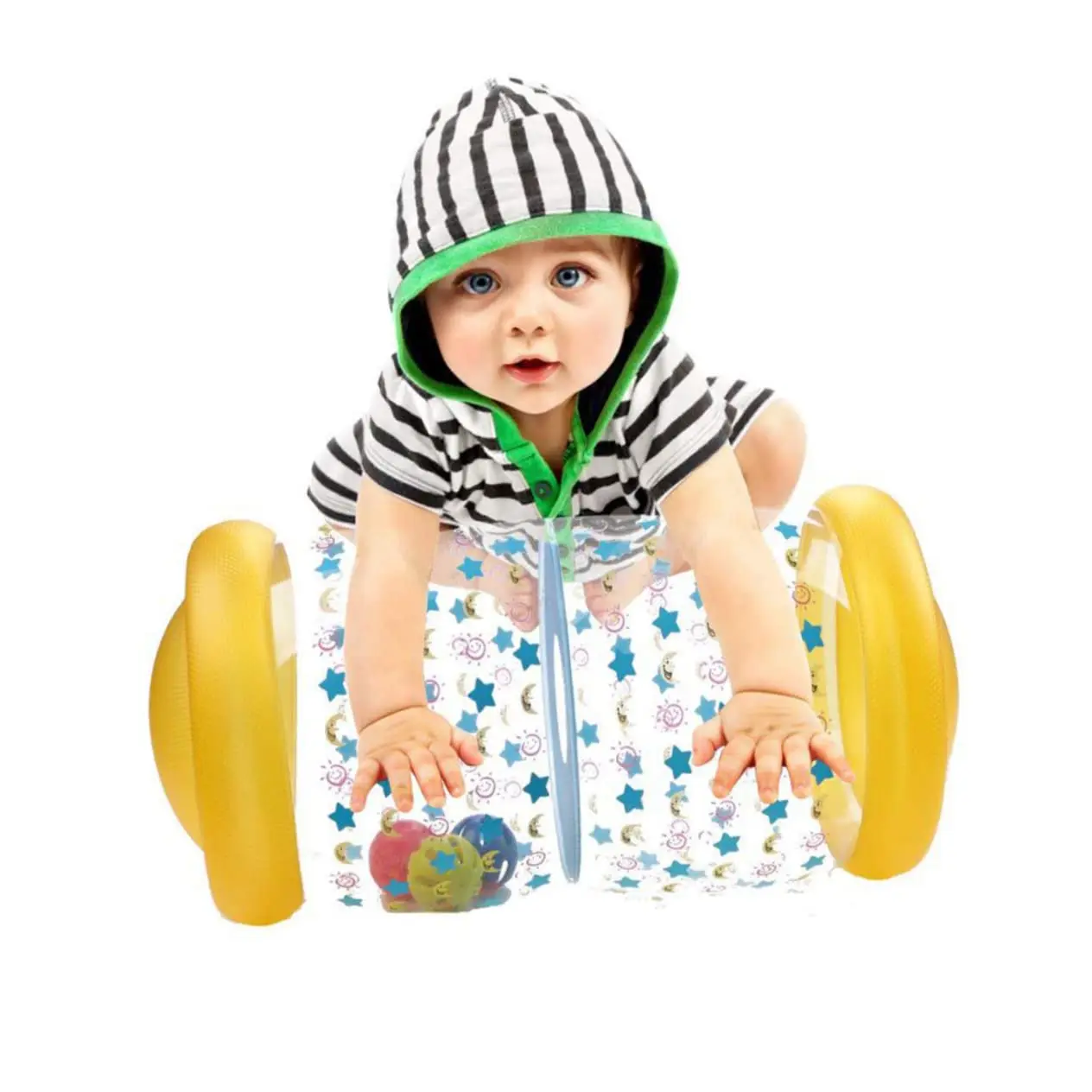 딸랑이 공과 풍선 아기 크롤링 롤러 장난감 PVC 유아 서 조기 교육 장난감 크롤링 학습 롤러