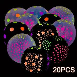 20Pcs 형광 풍선 어두운 네온 글로우 라텍스 풍선 결혼식 생일 글로우 파티 장식