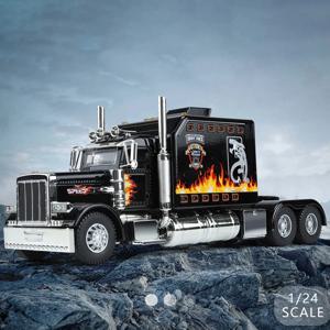 1:24 스케일 피터빌트 389 트랙터 트레일러 어린이용 장난감 트럭, 론스타 디자인, 기능 포함, 조립 완료된 세미 트럭, 실제처럼