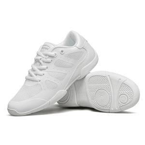 BAXINIER 여아용 흰색 치어리더 댄스 신발, 어린이 운동 훈련 테니스 신발, 청소년 대회 운동화