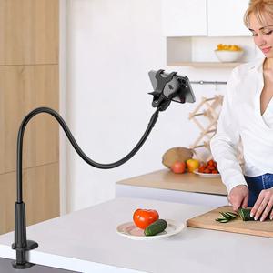 70cm 폰 홀더 스탠드 레이지 브래킷 헤드레스트 침대용 360도 회전 가능한 긴 팔 클램프 마운트 아이폰 삼성 및 3.5~6.7인치 기기용