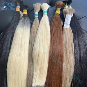 인간의 머리카락 대량 베트남어 머리 씨실 머리 없음 버진 레미 스트레이트 헤어 대량 실제 자연 머리 땋기 도매에 대한 씨실 없음