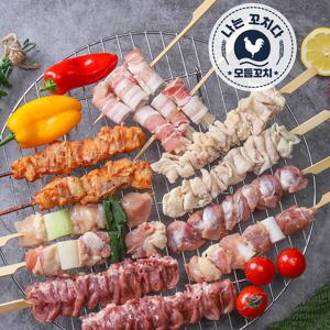국내산 모둠 닭꼬치 450g 1팩 염통+다리살+모래집+목살 캠핑음식 숯불 바베큐