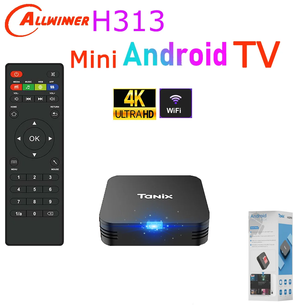 타닉스 TX1 안드로이드 TV 박스 올위너 H313 2.4G 와이파이 RAM 1GB 2GB ROM 8GB 16GB DC 5V 2A 전원 공급 미니 미디어 플레이어 스마트 TV 박스