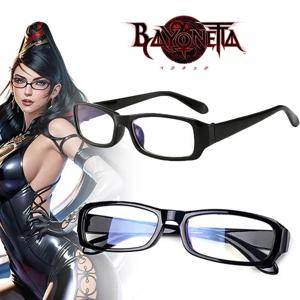 게임 Bayonetta 코스프레 안경 검은 안경 프레임 레트로 보호 눈 평면 거울 안경 남여 패션 액세서리 소품