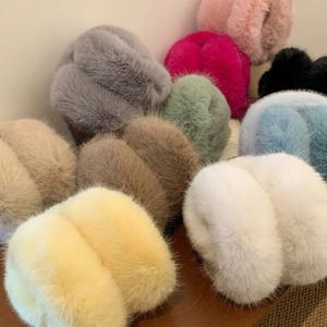 여성을위한 패션 소프트 가짜 모피 귀 따뜻하게 겨울 귀마개 남성 솔리드 컬러 귀고리 야외 감기 보호 귀마개 귀 덮개