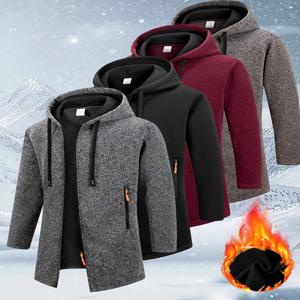 가을 겨울 따뜻한 양털 지퍼 자켓 남성용 긴 소매 스웨터 지퍼 후드 자켓 코트 따뜻한 streetwear