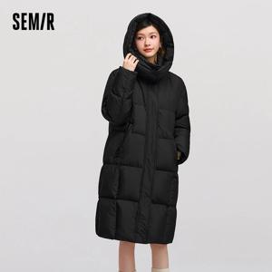 세미르 다운 재킷 여성용 롱 길이 방수 오일 방지 얼룩 방지 2025 신상 겨울 탈부착 가능한 후드 겨울 의류 코트