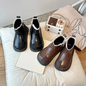 귀여운 레이스 여아용 프린세스 부츠, 코튼 쇼트 부츠, 미끄럼 방지 2024, 가을 겨울 신상, 우아한 앵클 부츠