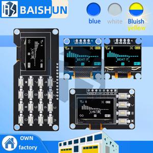 OLED IIC 화이트 옐로우 블루 블루 블루 12864 OLED 디스플레이, 아두이노용 LCD 스크린 보드, 4x4 키 I2C SSD1315, 0.96 인치 제품