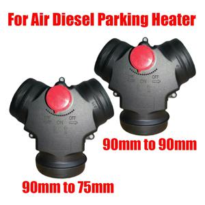 밸브 플랩 조정 가능한 에어 디젤 히터 벤트 덕트 T 브랜치 스플리터 파이프 조이너 커넥터, 자동차 트럭 캠핑카용, 90mm ~ 75mm