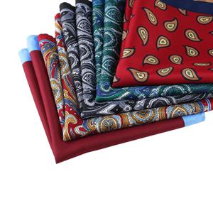 34cm 남성용 대형 포켓 스퀘어 빈티지 실크 손수건 페이즐리 도트 프린트 행키 슈트 액세서리 데일리웨어 넥타이