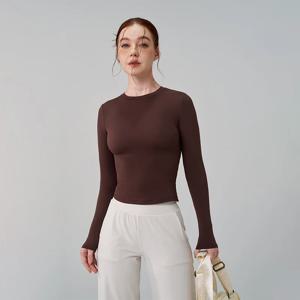 TRY TO BN 스포츠 긴 소매 체육관 탑 여성 오-넥 티셔츠 피트니스 운동복 통기성 운동 러닝 트레이닝 요가 의류