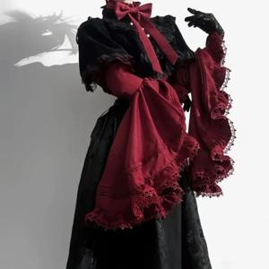 일본 카와이 JK 소녀 달콤한 귀여운 로리타 플레어 슬리브 셔츠 새로운 Y2k 미적 레이스 패치 워크 블라우스 탑 여성 Chic Blusas