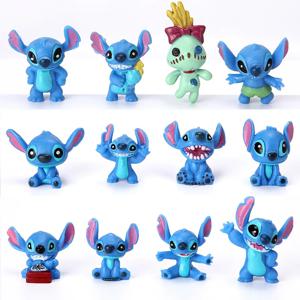 12개 미니 스티치 애니메이션 피규어 인형 만화 릴로와 스티치 액션 피규어 수집용 장식 모델 장난감 어린이 선물