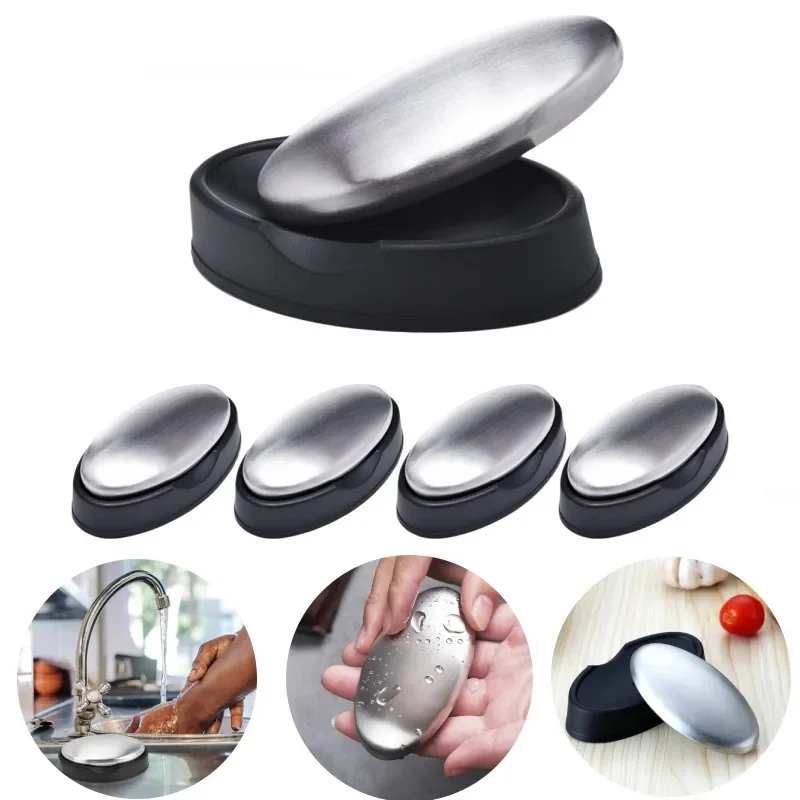 타원형 핸드 와셔 304 스테인레스 스틸 탈취제 비누 탈취 청소를위한 금속 비누 주방 도구 및 냄새 제거