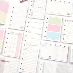 M5 50매 다채로운 루스 리프 노트 리필 나선형 바인더 내부 페이지 주간 월간 종이 문구 내부 라인 그리드 수행