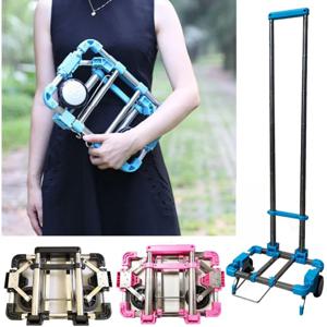 접이식 경량 핸드 카트 다목적 접이식 수하물 캐리어 개폐식 핸들 바퀴 식료품 쇼핑 여행 카트