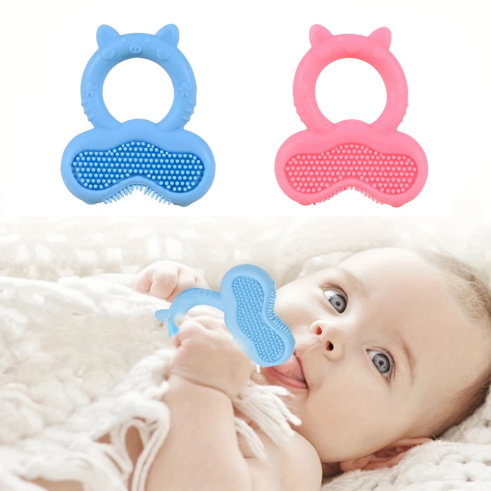 1pc 아기 Teether 반지, 실리콘 젖니가 남 씹는 장난감, 귀여운 동물 모양 어금니 스틱, 냉동 진정 Teether