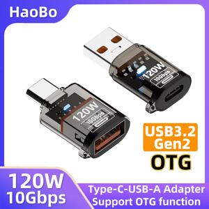120W 고속 충전 USB 3.2-유형 C 어댑터 OTG 10GB PC 태블릿 용 고속 데이터 오디오 전송 Xiaomi Huawei USB C 변환기