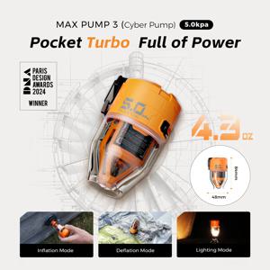 FLEXTAIL MAX PUMP 3 - 전기 공기 펌프, 에어 침대용 3레벨 주변 조명이 있는 휴대용 캠핑 펌프, 슬리핑 패드, 진공 가방