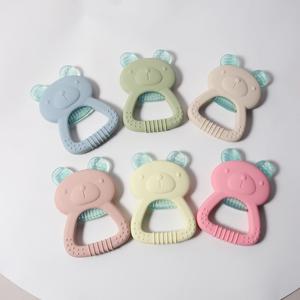 물이 채워진 치아발육기 곰 치아발육기 - 아프고 아픈 잇몸을 진정시키기 위한 냉장 또는 따뜻한 실리콘 젖니가 남 장난감, BPA 없음
