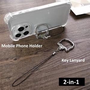 휴대용 2-In-1 휴대 전화 홀더 스탠드 키 체인 소녀 귀여운 고양이 전화 펜던트 접는 홀더 팔찌 가방 장식 Acc