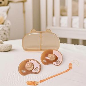 곰 보관 상자 스프링 젖꼭지 체인 플랫 및 라운드 젖꼭지 머리와 4pcs 아기 실리콘 젖꼭지 세트 주야간 사용 세트