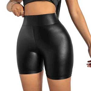 여름 데일리룩 스크런치 힙업 팬츠 하이웨이스트 나이트 아웃 여성 캐주얼 레더 숏팬츠 의상