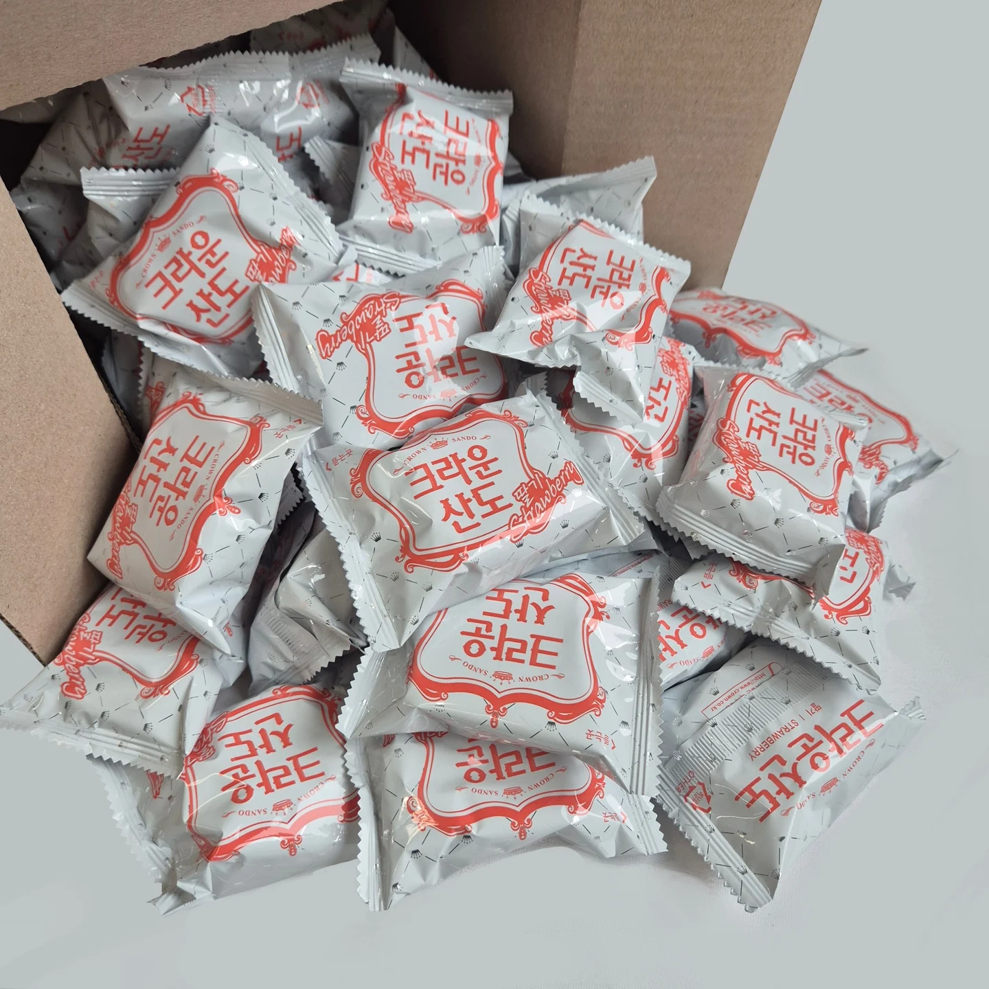 [놀러과자] 크라운 크라운산도 딸기 대용량 개별포장 40개