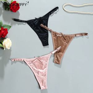 섹시한 새틴 조정 가능한 여자 G 스트링 바지 컴포트 로우 라이즈 보우 팬티 속옷 여성용 원활한 끈 팬티 Женские Трусы