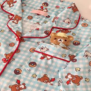 여성용 면 파자마 봄 가을 긴팔 긴바지 만화 귀여운 홈웨어 얇은 세트 순면 잠옷