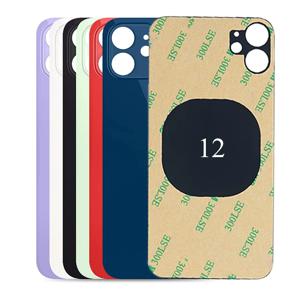 아이폰 12 - 12 미니 후면 유리용 후면 유리+3M 접착제, 빠른 교체 하우징 배터리 커버 큰 구멍 후면 유리